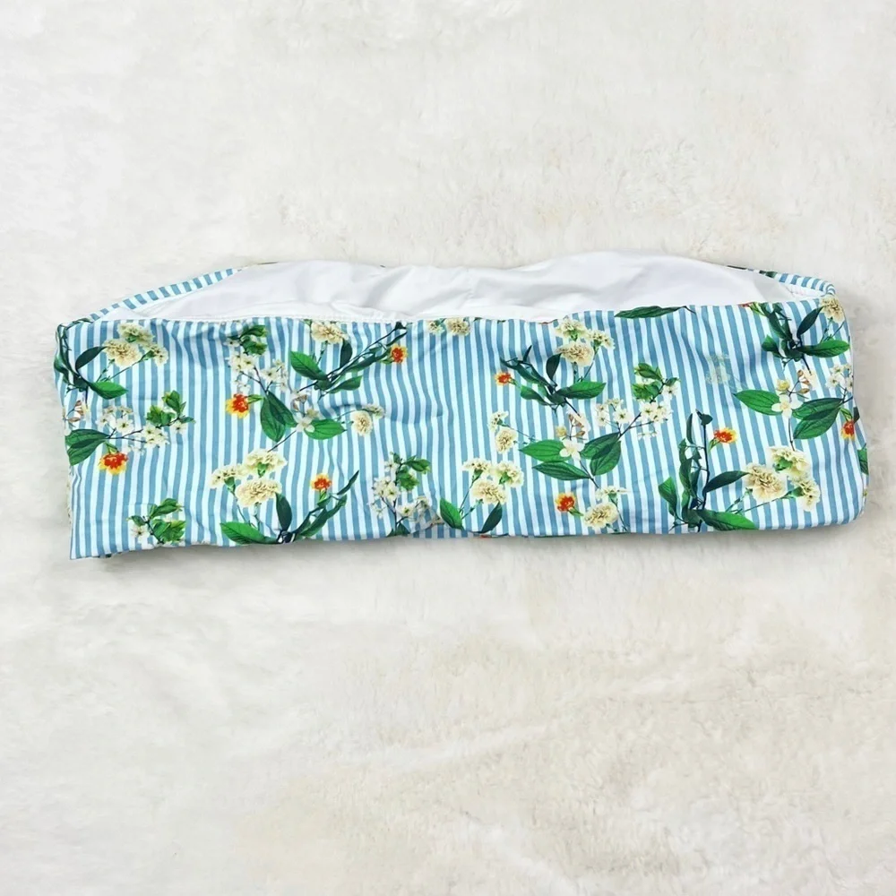 NEW Dippin’ Daisy’s Striped Floral Bandeau Bikini Top